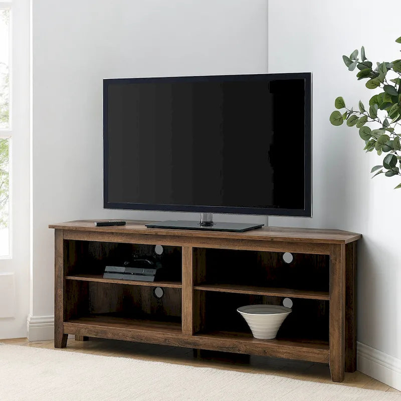 58-inch Corner TV Stand with Adjustable Shelves