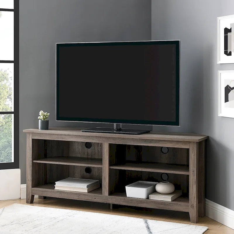58-inch Corner TV Stand with Adjustable Shelves