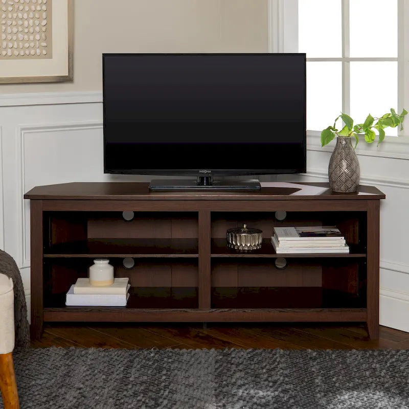 58-inch Corner TV Stand with Adjustable Shelves