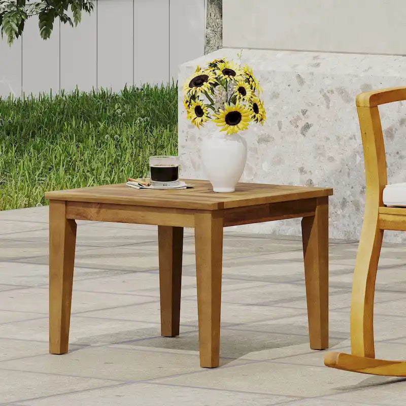 Natural Acacia Wood Outdoor Side Table
