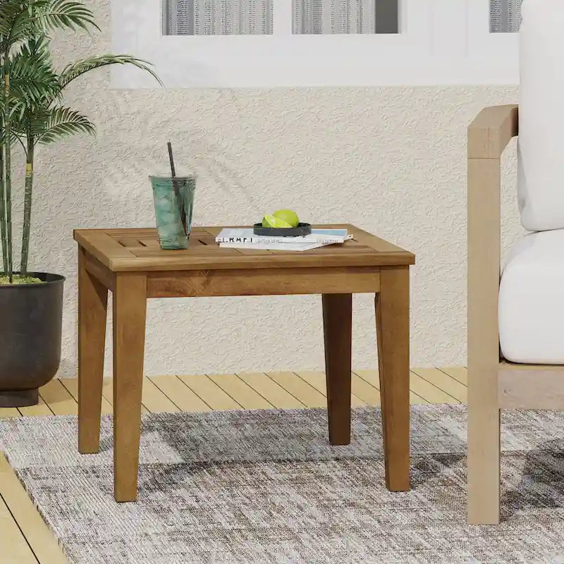 Natural Acacia Wood Outdoor Side Table
