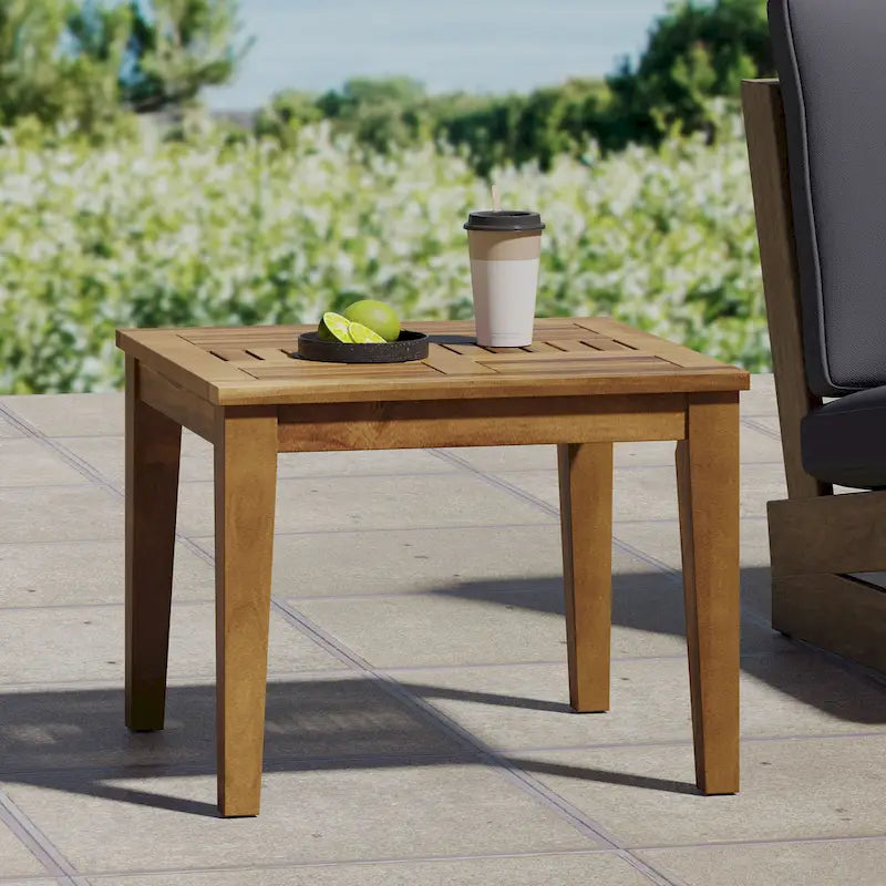 Natural Acacia Wood Outdoor Side Table