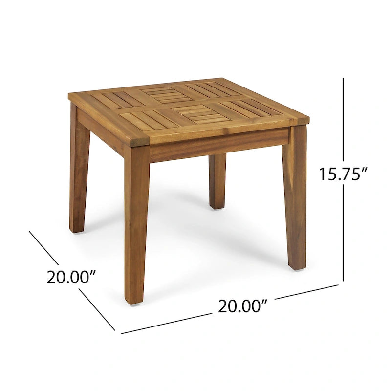 Natural Acacia Wood Outdoor Side Table