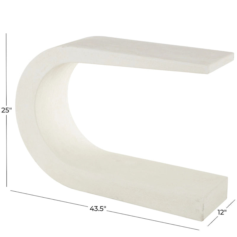 White C-Shaped MDF Console Table - 43.5L x 12W x 25H Inches