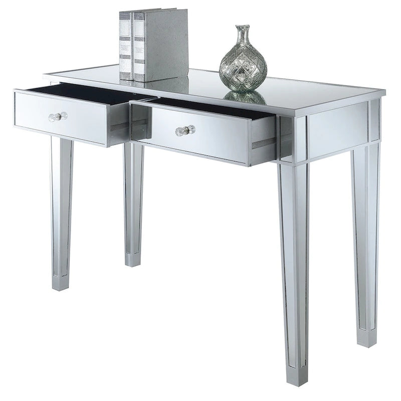 Mirrored 2-Drawer Desk and Console Table