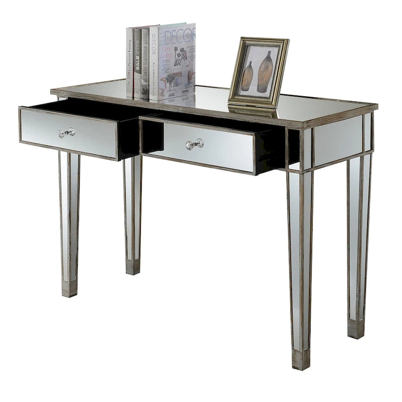 Mirrored 2-Drawer Desk and Console Table