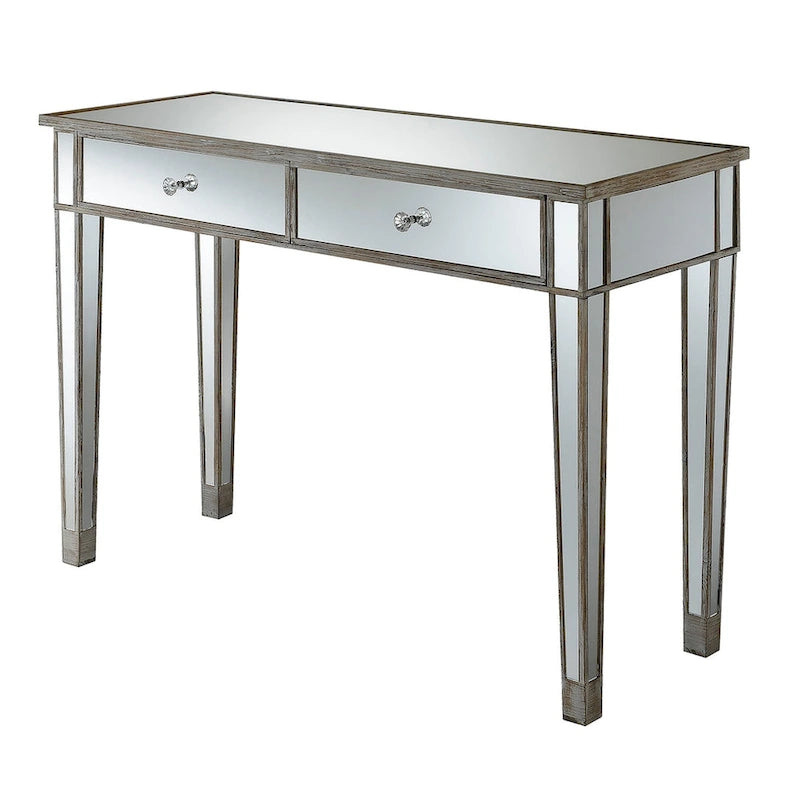 Mirrored 2-Drawer Desk and Console Table