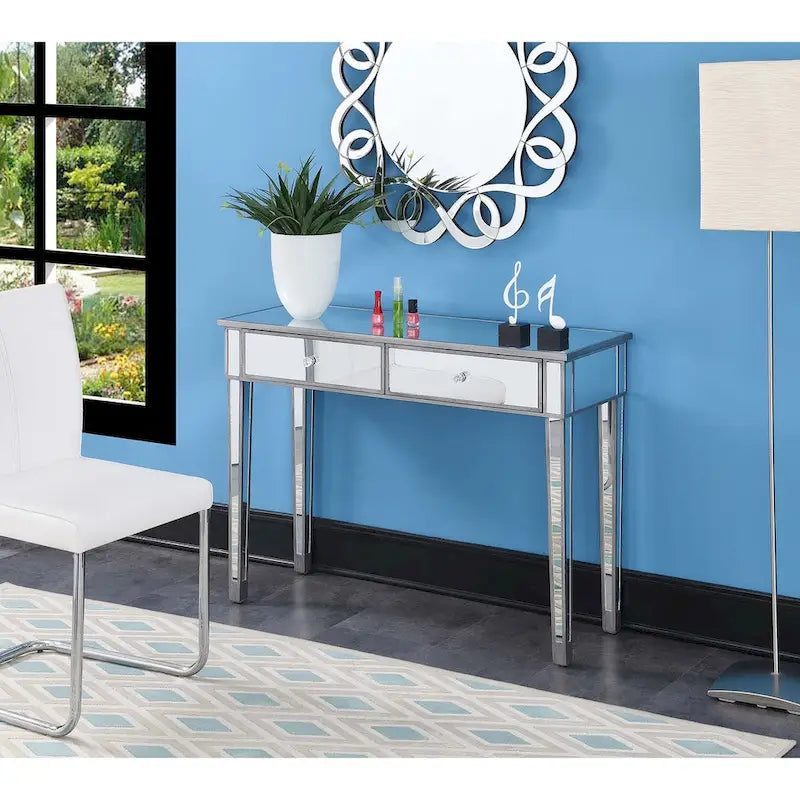 Mirrored 2-Drawer Desk and Console Table