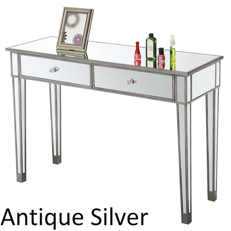 Mirrored 2-Drawer Desk and Console Table