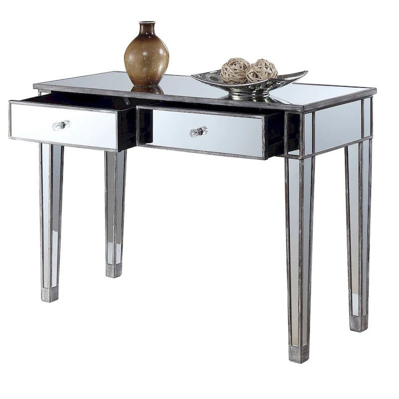 Mirrored 2-Drawer Desk and Console Table
