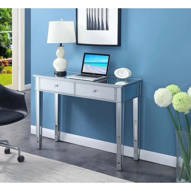 Mirrored 2-Drawer Desk and Console Table