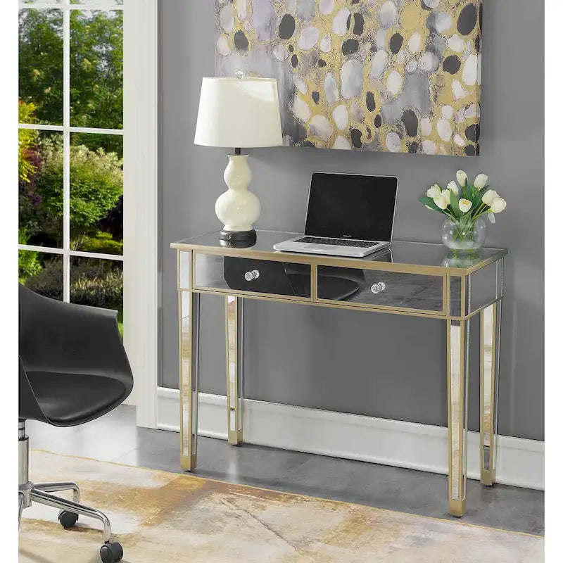 Mirrored 2-Drawer Desk and Console Table