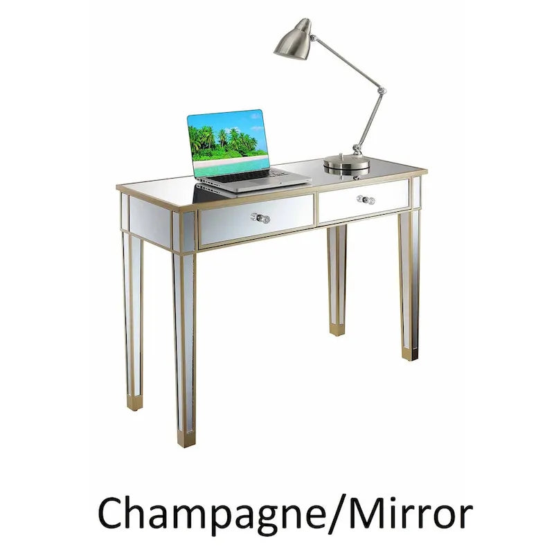 Mirrored 2-Drawer Desk and Console Table