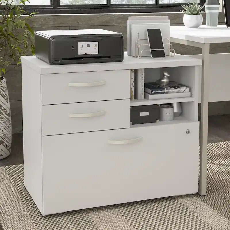 Office Storage Cabinet with Drawers and Shelves