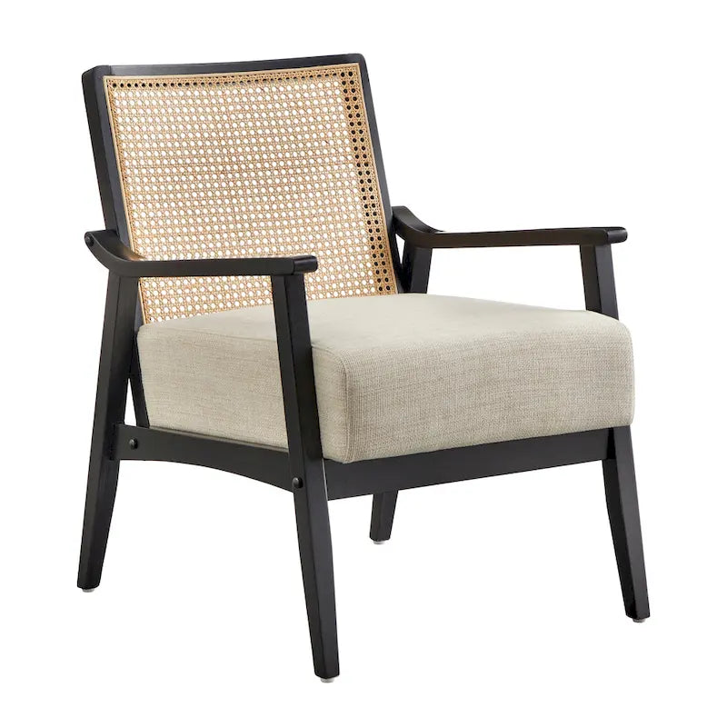 Natural Cane and Solid Wood Accent Chair