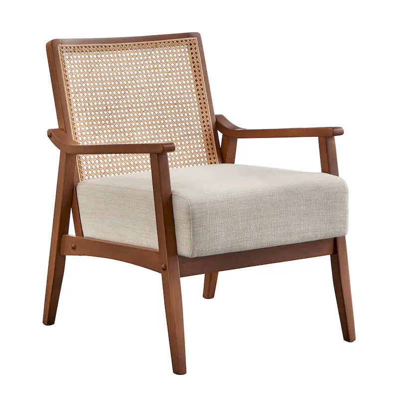 Natural Cane and Solid Wood Accent Chair