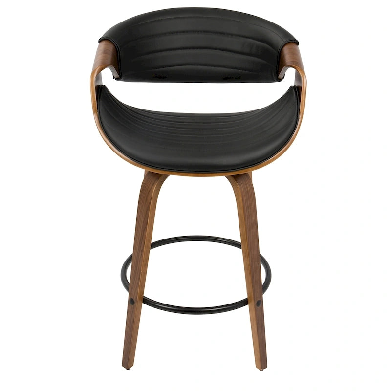 26-Inch Swivel Counter Stools with Bent Wood Legs & Round Footrest (Set of 2)