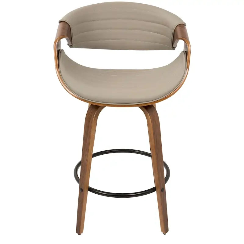 26-Inch Swivel Counter Stools with Bent Wood Legs & Round Footrest (Set of 2)