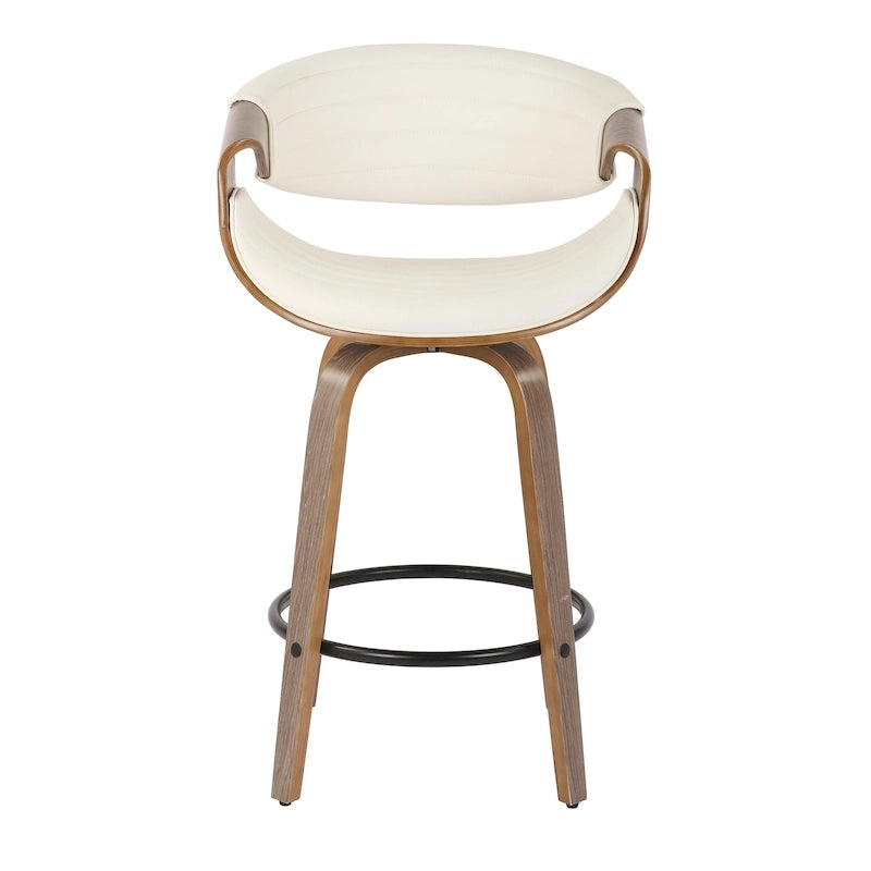 26-Inch Swivel Counter Stools with Bent Wood Legs & Round Footrest (Set of 2)