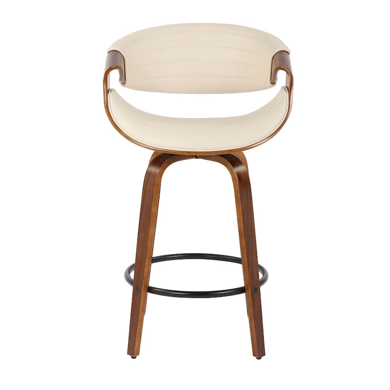 26-Inch Swivel Counter Stools with Bent Wood Legs & Round Footrest (Set of 2)