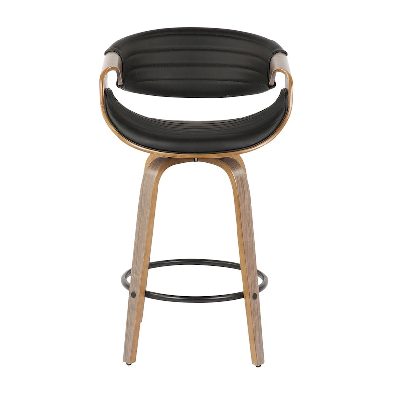 26-Inch Swivel Counter Stools with Bent Wood Legs & Round Footrest (Set of 2)