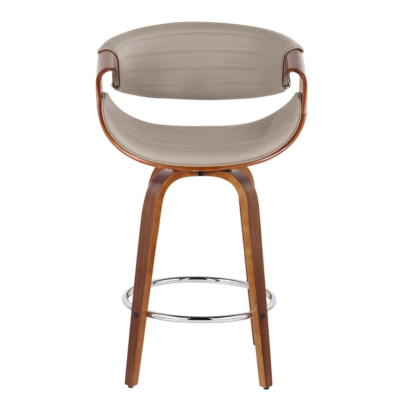26-Inch Swivel Counter Stools with Bent Wood Legs & Round Footrest (Set of 2)