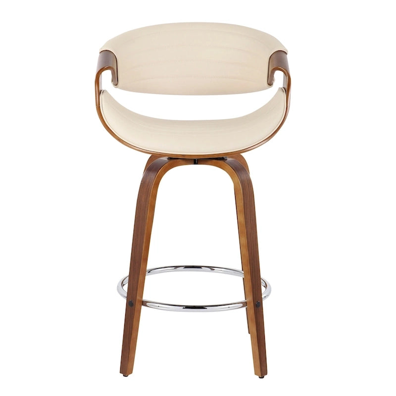 26-Inch Swivel Counter Stools with Bent Wood Legs & Round Footrest (Set of 2)
