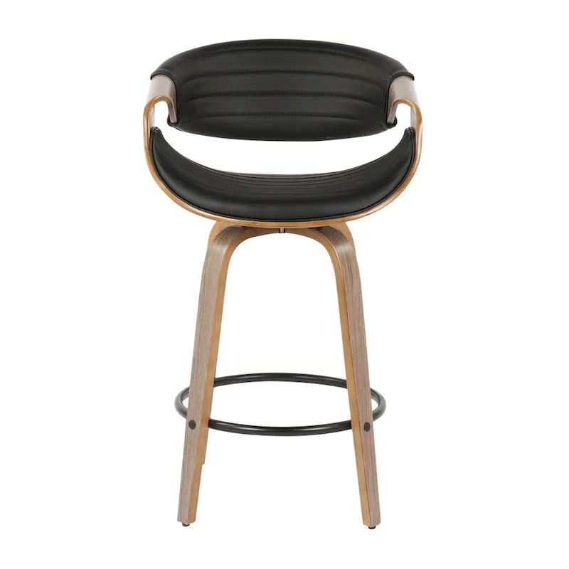 26-Inch Swivel Counter Stools with Bent Wood Legs & Round Footrest (Set of 2)