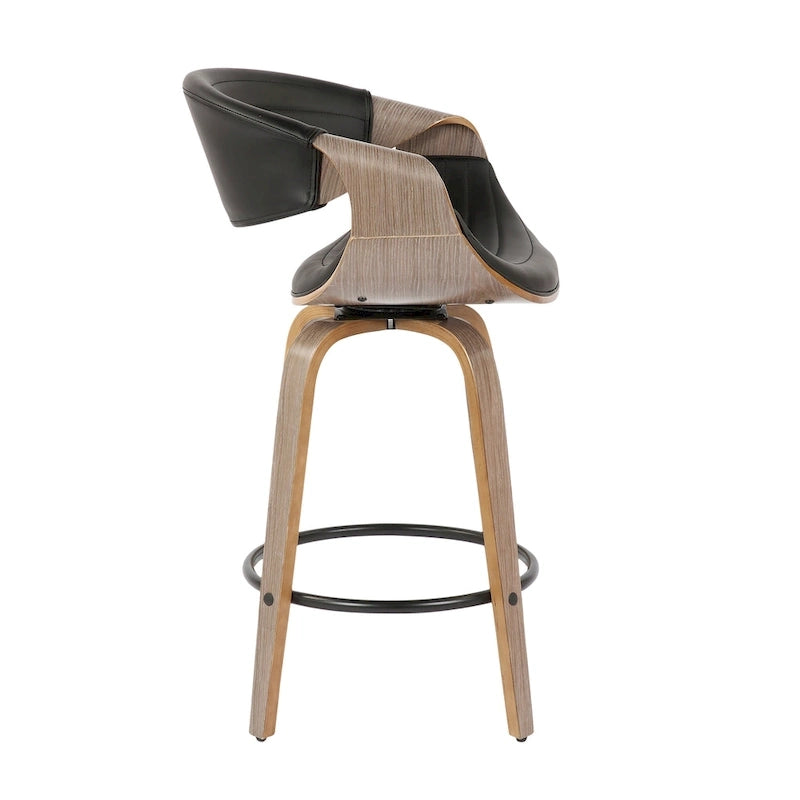 26-Inch Swivel Counter Stools with Bent Wood Legs & Round Footrest (Set of 2)