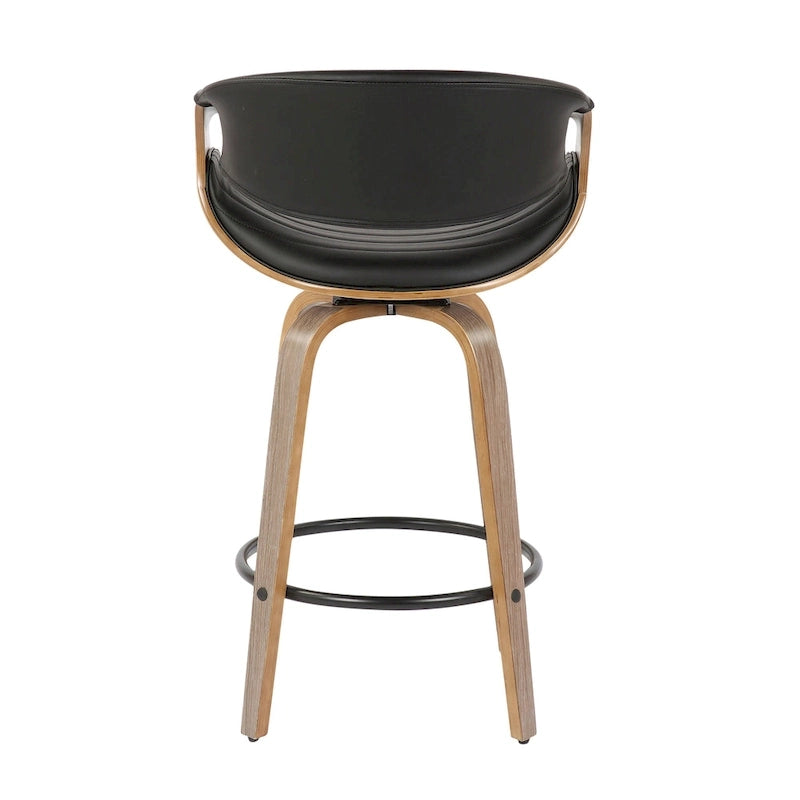 26-Inch Swivel Counter Stools with Bent Wood Legs & Round Footrest (Set of 2)