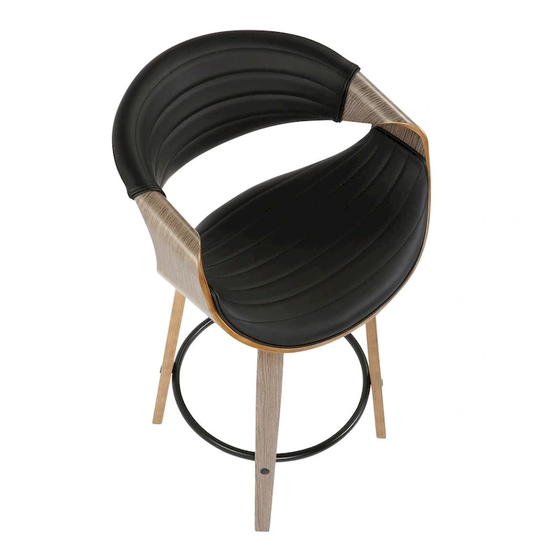 26-Inch Swivel Counter Stools with Bent Wood Legs & Round Footrest (Set of 2)
