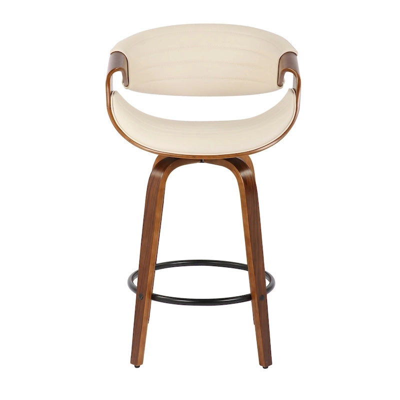 26-Inch Swivel Counter Stools with Bent Wood Legs & Round Footrest (Set of 2)