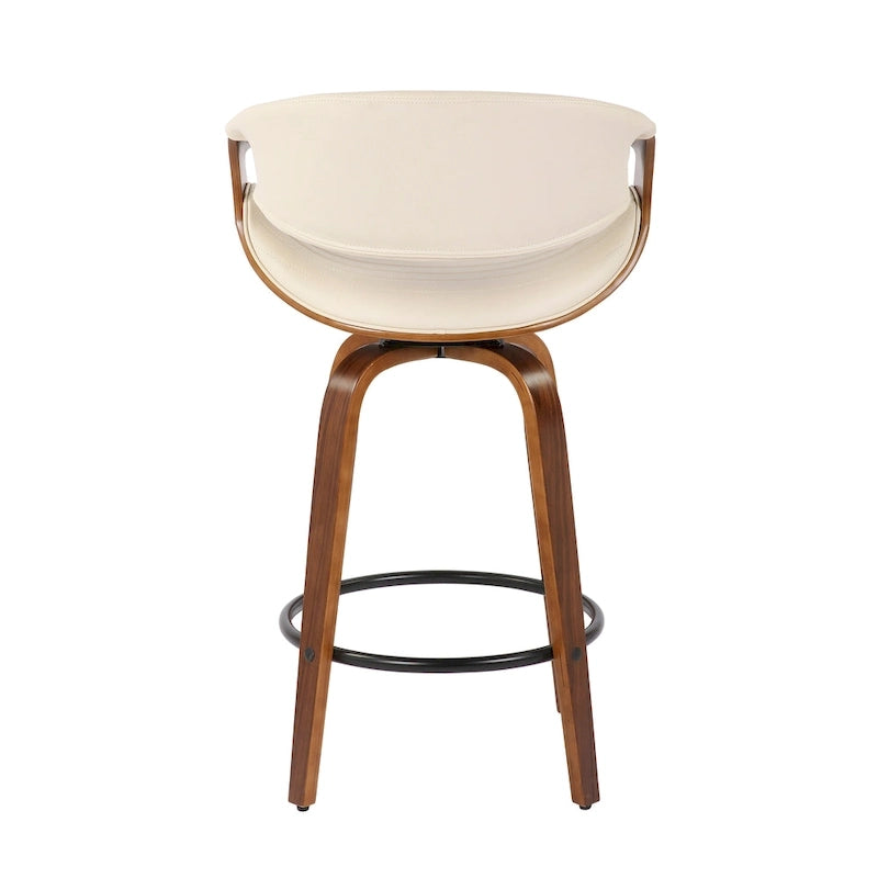 26-Inch Swivel Counter Stools with Bent Wood Legs & Round Footrest (Set of 2)