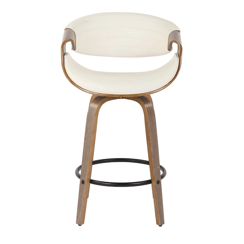 26-Inch Swivel Counter Stools with Bent Wood Legs & Round Footrest (Set of 2)