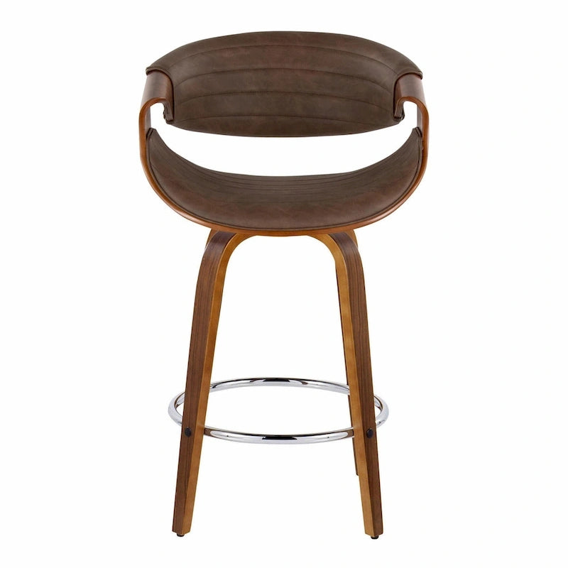 26-Inch Swivel Counter Stools with Bent Wood Legs & Round Footrest (Set of 2)