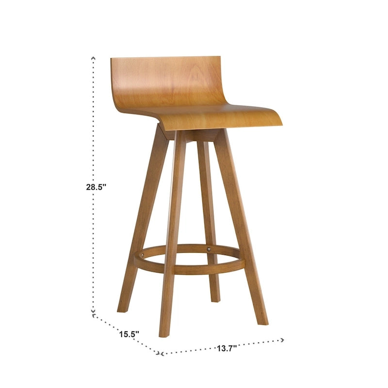 Mid-Century Modern Swivel Wood Stools (Set of 2)