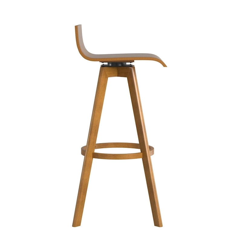 Mid-Century Modern Swivel Wood Stools (Set of 2)