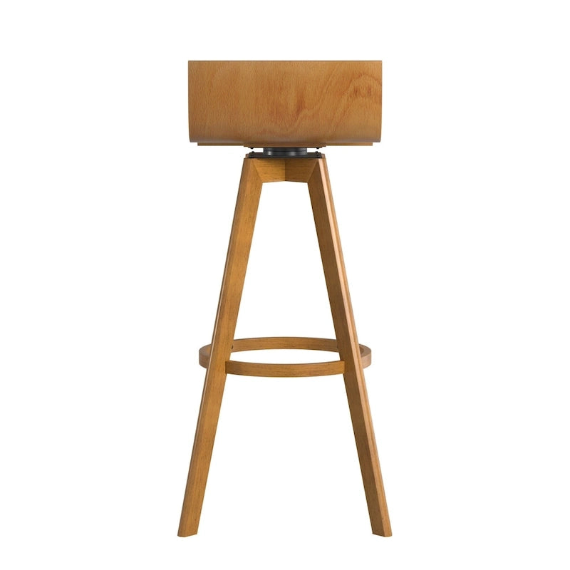 Mid-Century Modern Swivel Wood Stools (Set of 2)