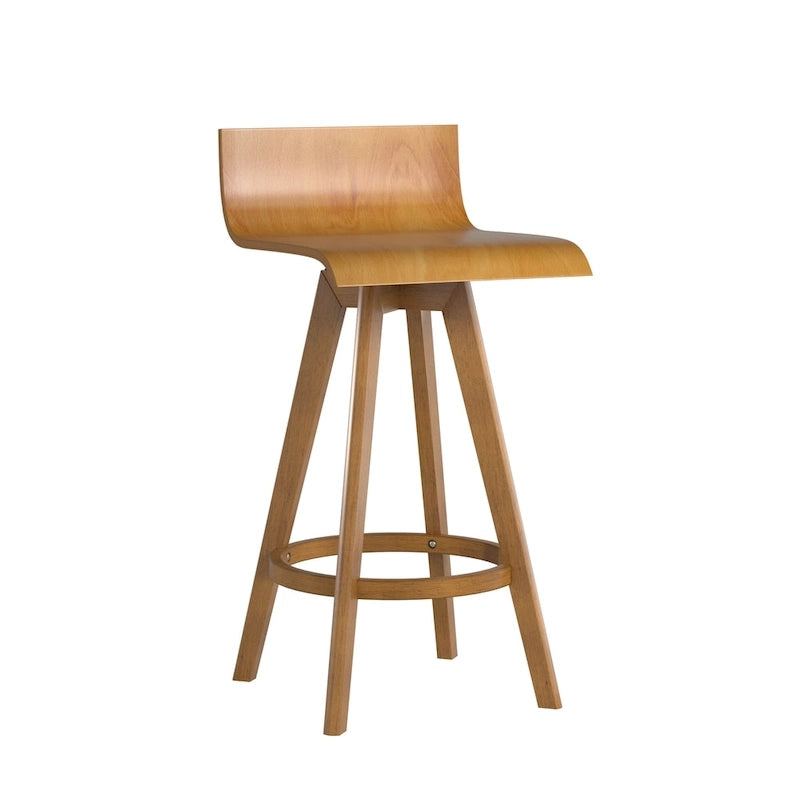 Mid-Century Modern Swivel Wood Stools (Set of 2)