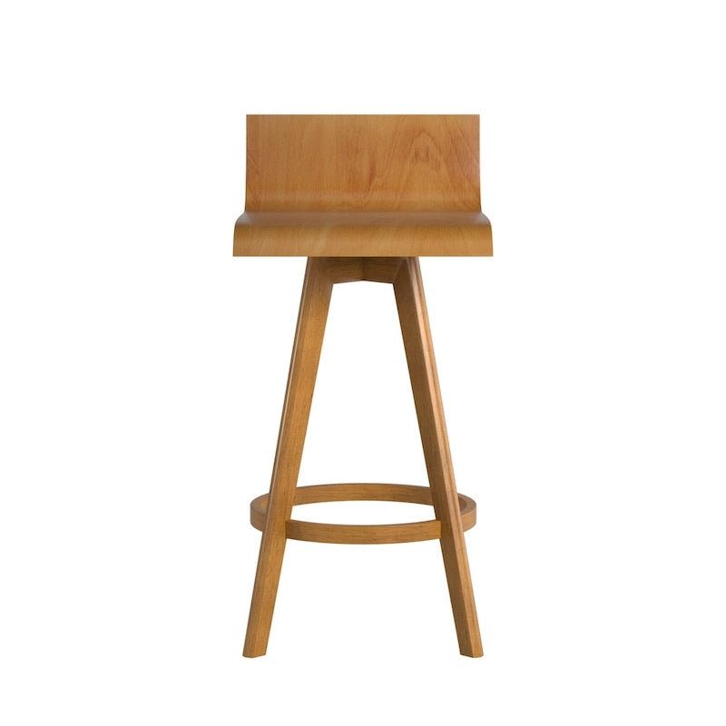 Mid-Century Modern Swivel Wood Stools (Set of 2)