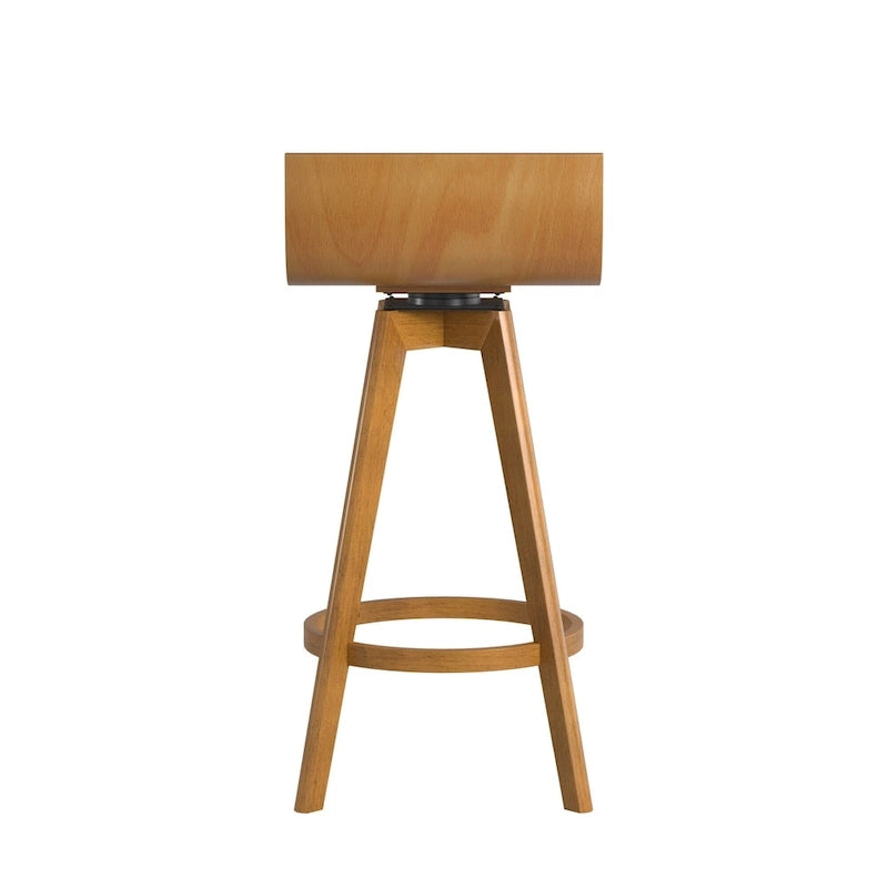 Mid-Century Modern Swivel Wood Stools (Set of 2)