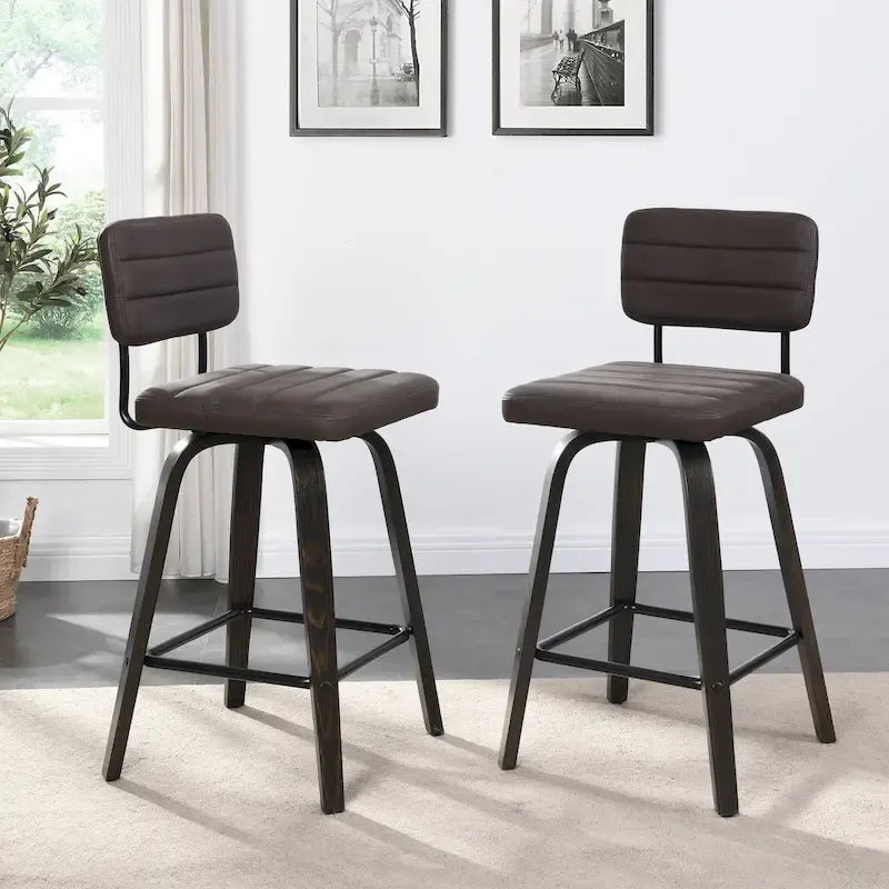 Counter-Height Swivel Bar Stools with Bentwood Legs