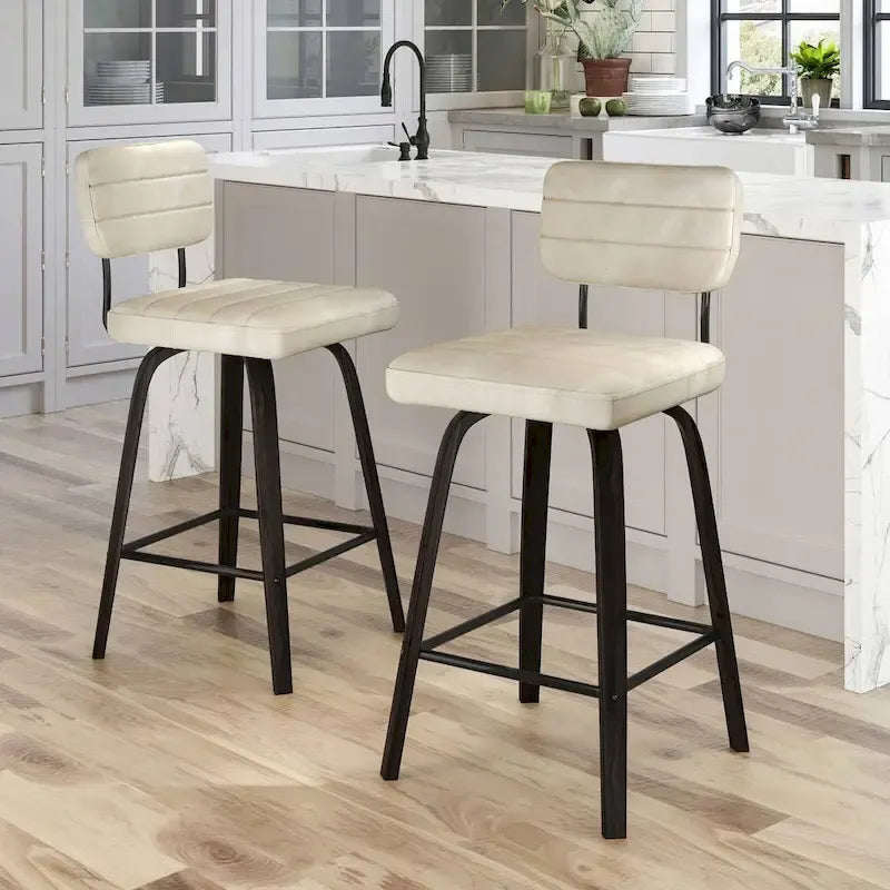 Counter-Height Swivel Bar Stools with Bentwood Legs