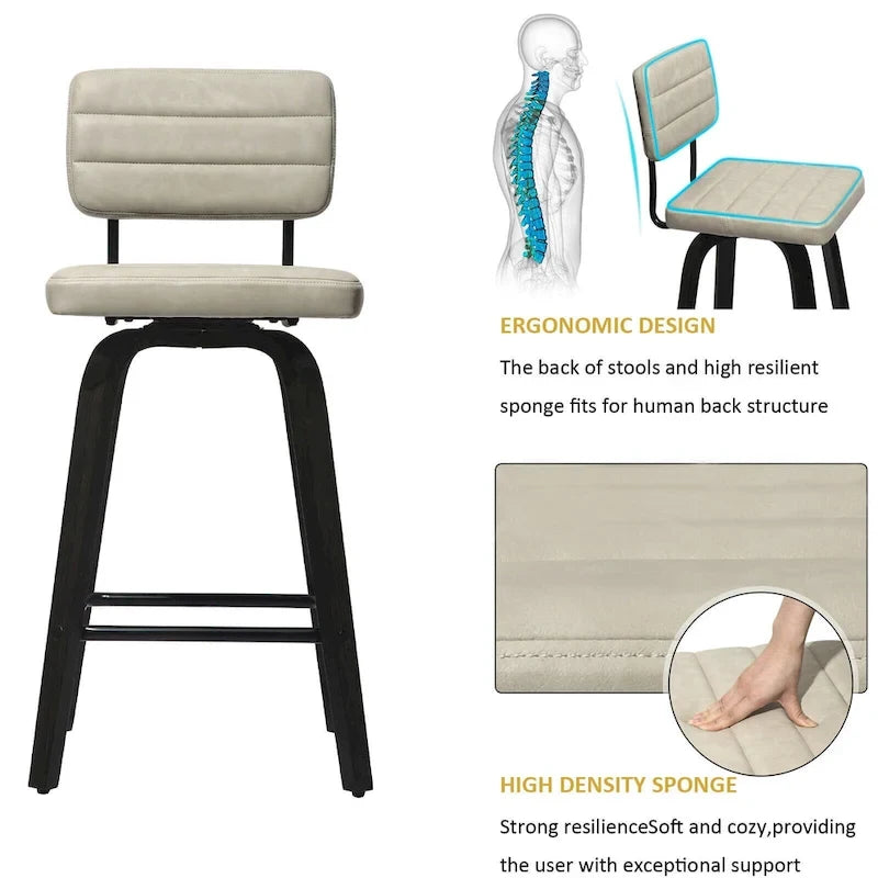 Counter-Height Swivel Bar Stools with Bentwood Legs