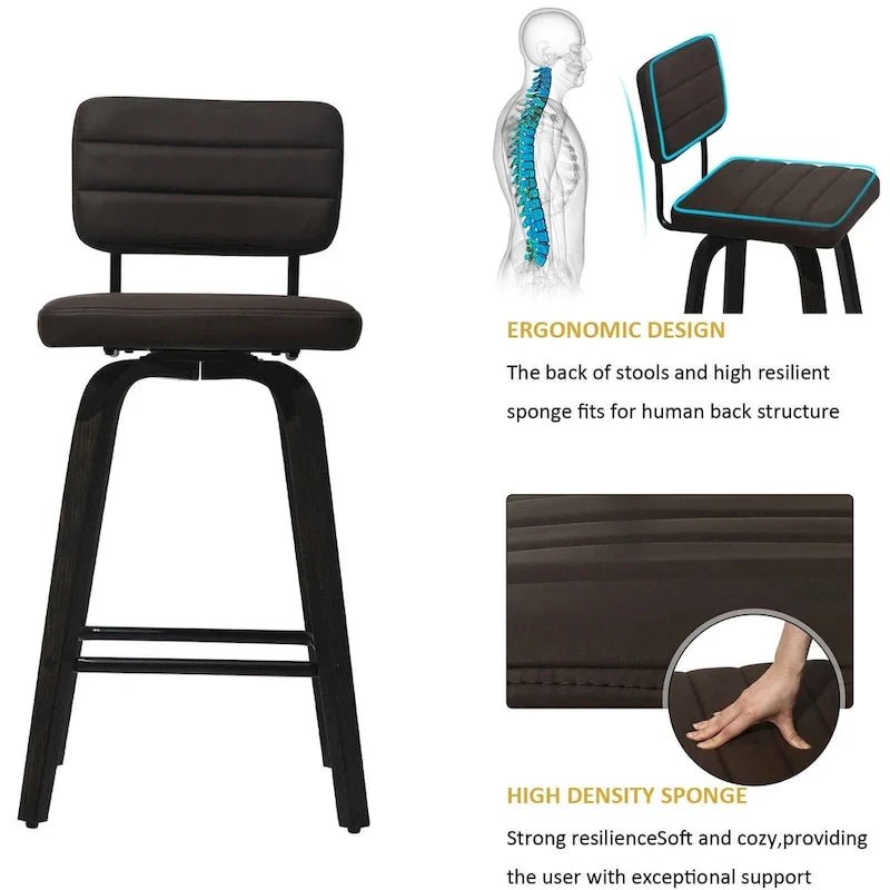 Counter-Height Swivel Bar Stools with Bentwood Legs