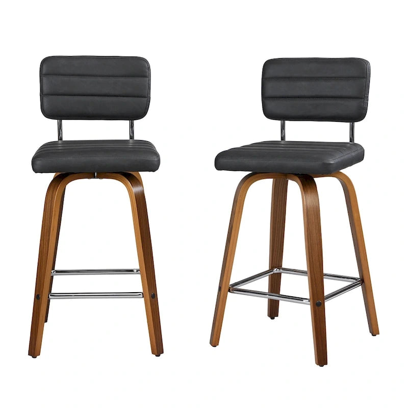 Counter-Height Swivel Bar Stools with Bentwood Legs