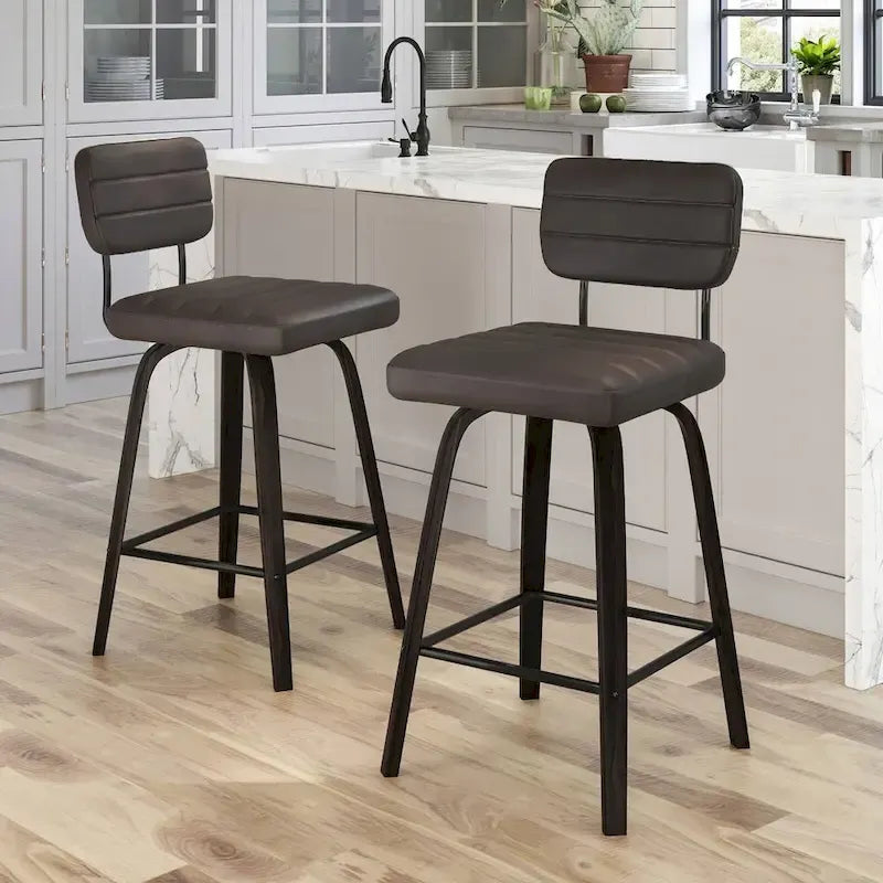 Counter-Height Swivel Bar Stools with Bentwood Legs