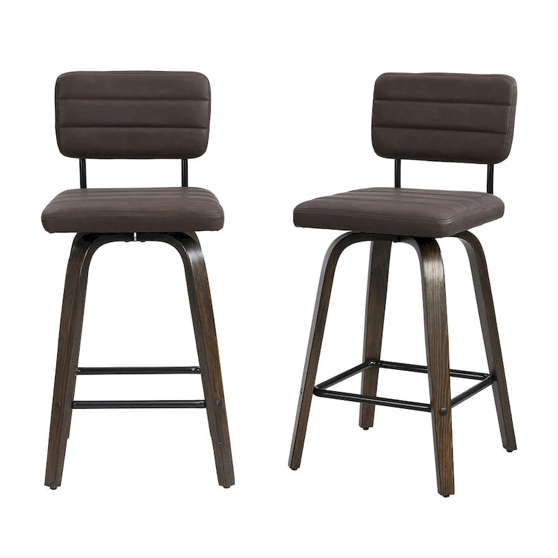 Counter-Height Swivel Bar Stools with Bentwood Legs