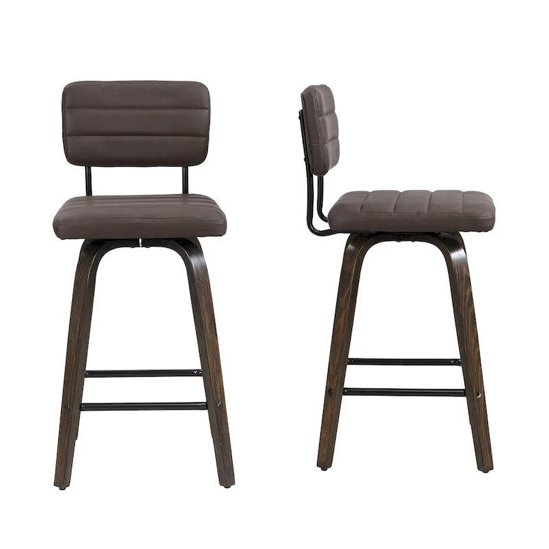 Counter-Height Swivel Bar Stools with Bentwood Legs