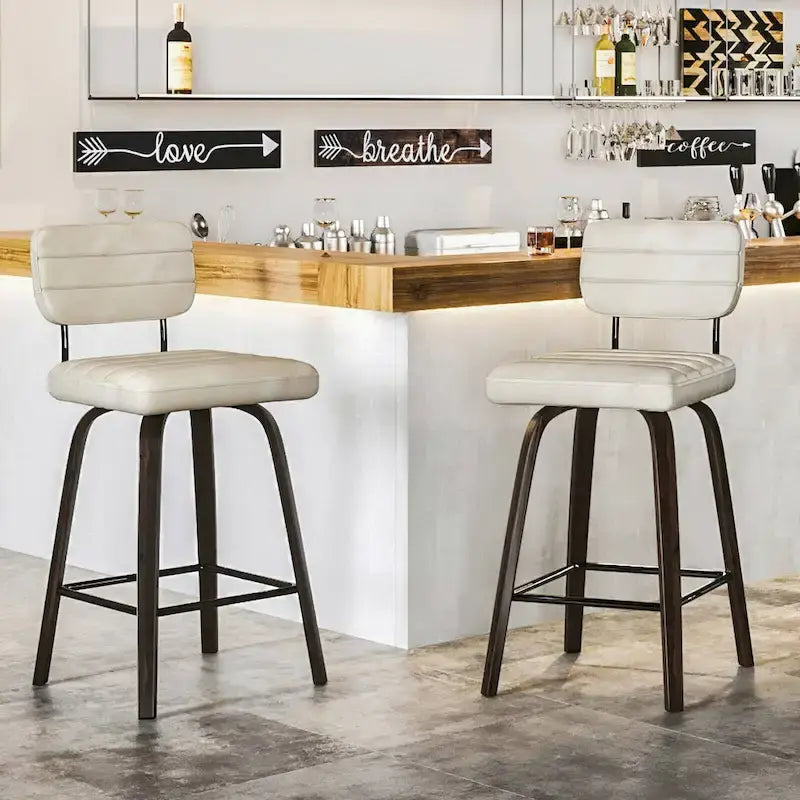 Counter-Height Swivel Bar Stools with Bentwood Legs